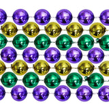 48" 18mm Round Metallic Purple, Green and Gold Mardi Gras Beads - Case (5 Dozen)